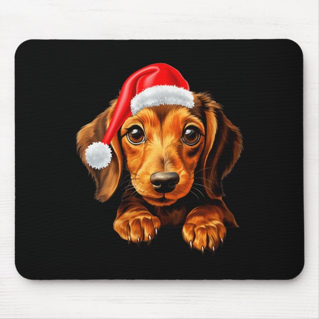 Womens Dachshund Dog Santa Claus Hat Christmas New Mouse Mat (Front)