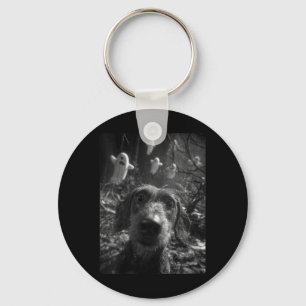 Womens Dachshund Selfie With Ghosts Haunted Forest Key Ring