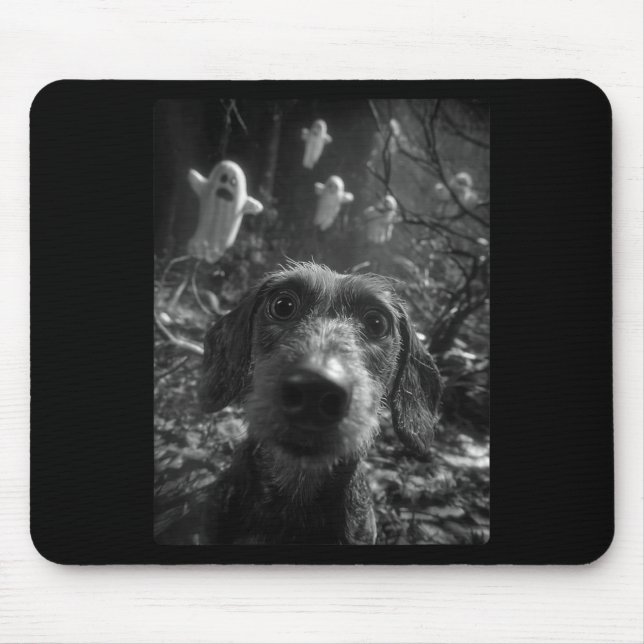 Womens Dachshund Selfie With Ghosts Haunted Forest Mouse Mat (Front)