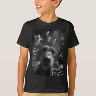 Womens Dachshund Selfie With Ghosts Haunted Forest T-Shirt