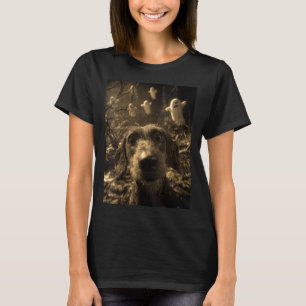 Womens Dachshund Selfie With Ghosts Haunted Forest T-Shirt