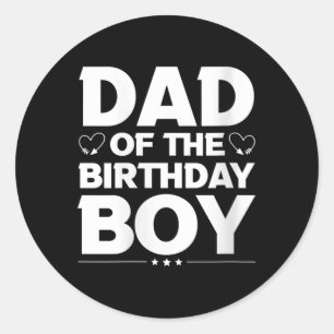 Womens Dad Of The Birthday Boy V-neck Classic Round Sticker