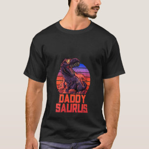 Womens Daddy Saurus T Rex Dad Father Trex Retro 80 T-Shirt