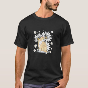 Womens Daisy Flowers and Cat Design Daisy Flowers T-Shirt