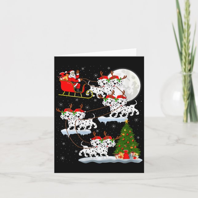 Womens Dalmatian Dog Santa Sleigh Flying Funny Mag Card (Front)