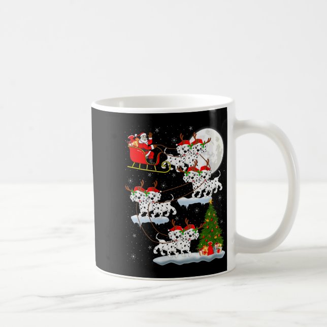 Womens Dalmatian Dog Santa Sleigh Flying Funny Mag Coffee Mug (Right)