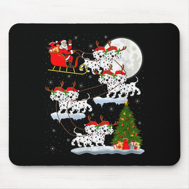 Womens Dalmatian Dog Santa Sleigh Flying Funny Mag Mouse Mat (Front)