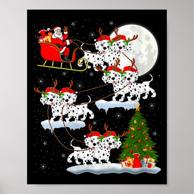 Womens Dalmatian Dog Santa Sleigh Flying Funny Mag Poster (Front)