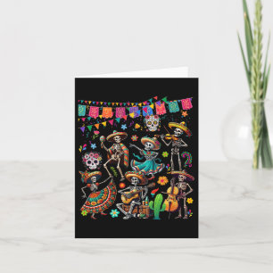 Womens Dancing Group Floral Skeletons Mexican Dia  Card