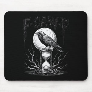 Womens Dark Gothic F-caw-f Black Crow Moon Soky Ha Mouse Mat
