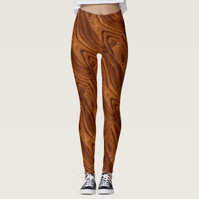 Women's Dark Wood Grain Leggings (Front)