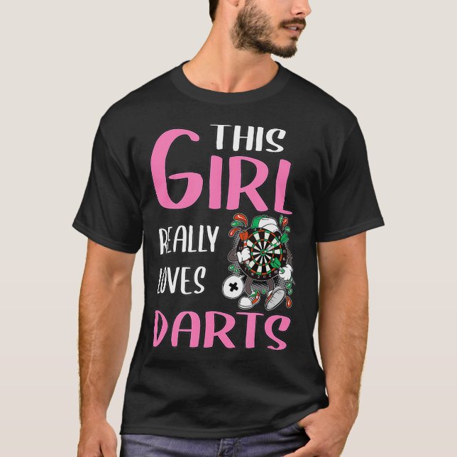 Womens Darts Player Gift This Girl Really Loves T-Shirt (Front)