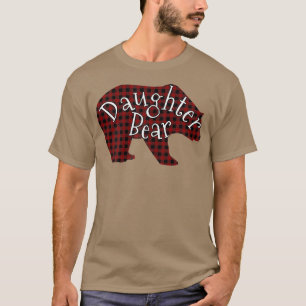 Womens Daughter Bear Red Plaid Design  T-Shirt