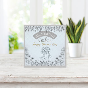 Women's Day Elegant Blue Rose Hair Bloom in Grace  Card
