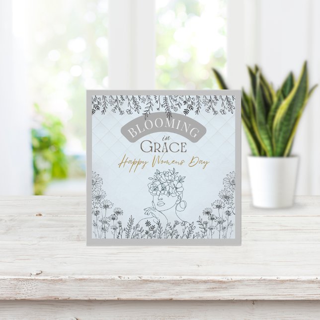 Women's Day Elegant Blue Rose Hair Bloom in Grace  Card (Creator Uploaded)