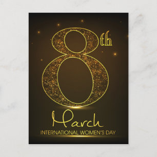 Women's day in  black and gold postcard