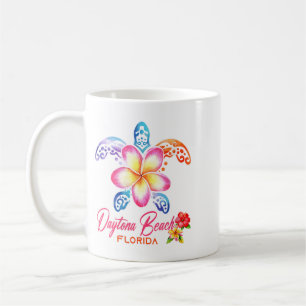 Womens Daytona Beach Sea Turtle Plumeria Florida Coffee Mug
