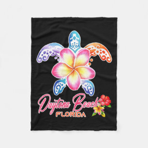 Womens Daytona Beach Sea Turtle Plumeria Florida Fleece Blanket