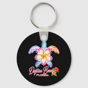 Womens Daytona Beach Sea Turtle Plumeria Florida Key Ring