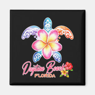 Womens Daytona Beach Sea Turtle Plumeria Florida Magnet