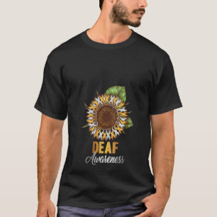 Womens Deaf Awareness - Sunflower Gold and Silver T-Shirt