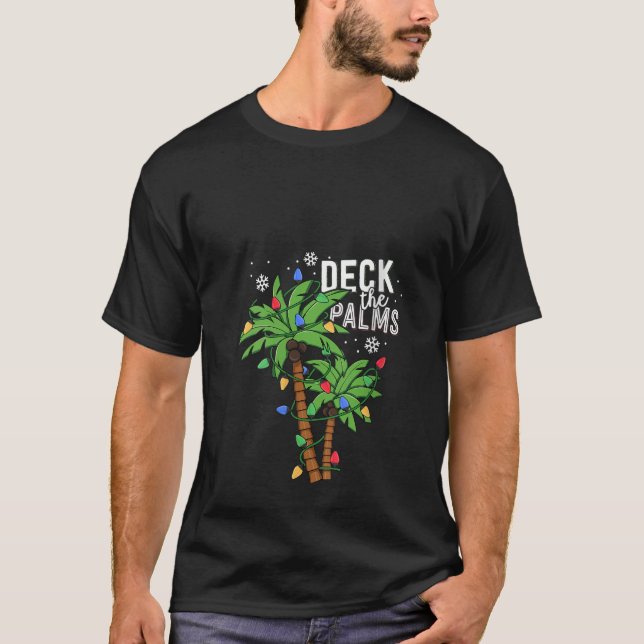 Womens Deck The Palms Tropical Hawaii Christmas Pa T-Shirt (Front)
