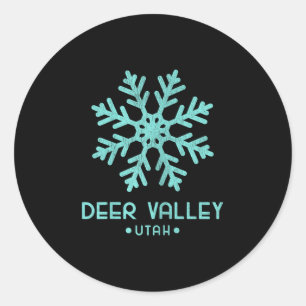 Womens Deer Valley Utah Skiing Classic Round Sticker