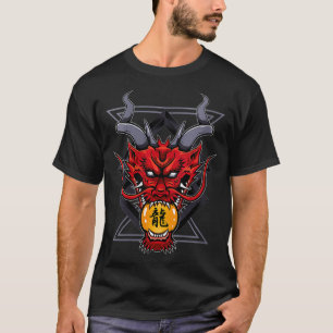 Womens Demon dragon head kanji sho red lizard oni T-Shirt