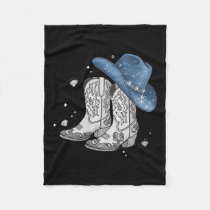 Womens Denim &amp; Diamonds Black Tee Western Cowg Fleece Blanket