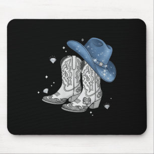 Womens Denim & Diamonds Black Tee Western Cowg Mouse Mat