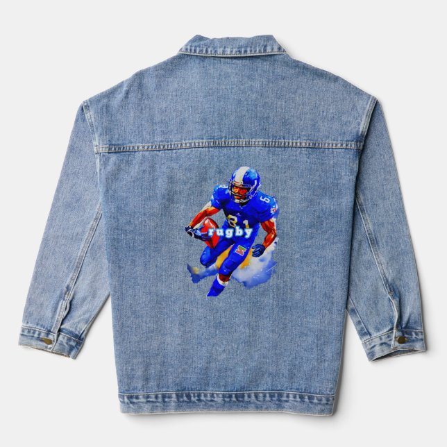 Women's Denim Jacket Jean Jacket Colourful Design  (Back)