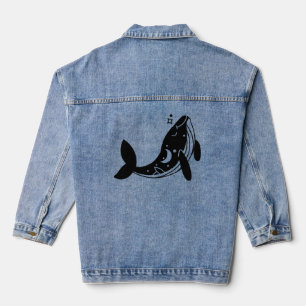Women's Denim Jacket, Jean - Whale, Mystical Jacket