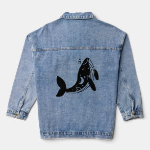 Women's Denim Jacket, Jean - Whale, Mystical Jacket
