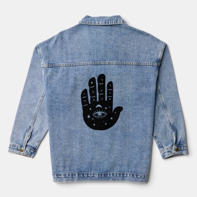 Women's Denim, Jean Jacket - Mystical Hand (Back)