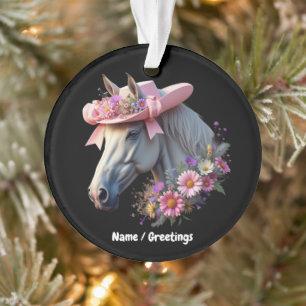 Women's Derby Horse Pink Sun Hat Stylish Horse Ornament