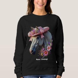 Women's Derby Horse Pink Sun Hat Stylish Horse Sweatshirt