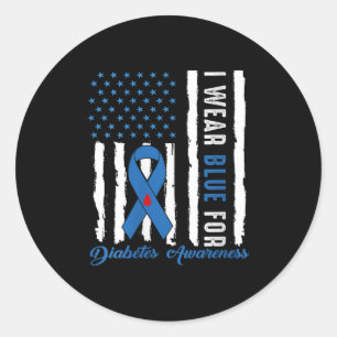 Womens Diabetes Awareness Tee Blue Ribbon Diabetes Classic Round Sticker