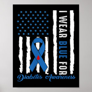 Womens Diabetes Awareness Tee Blue Ribbon Diabetes Poster