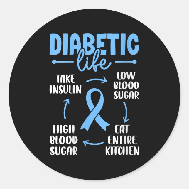 Womens Diabetic Life Low Blood Sugar Eat Entire Ki Classic Round Sticker (Front)