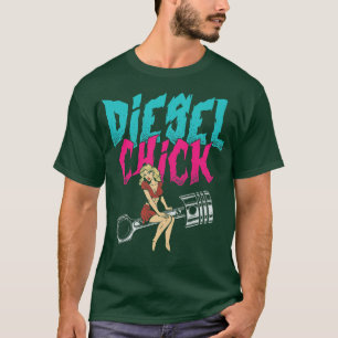Womens Diesel Chick Trucker Truck Driver Asphalt C T-Shirt