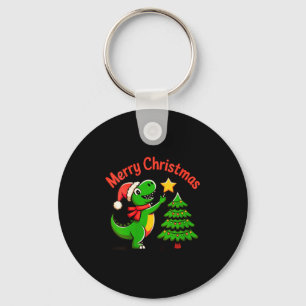 Womens Dinosaur Christmas Merry Christmas T-rex De Key Ring