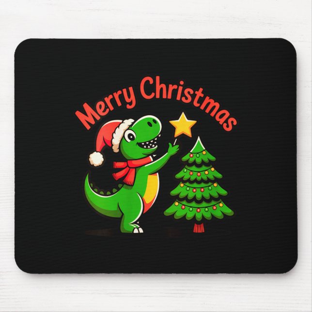 Womens Dinosaur Christmas Merry Christmas T-rex De Mouse Mat (Front)