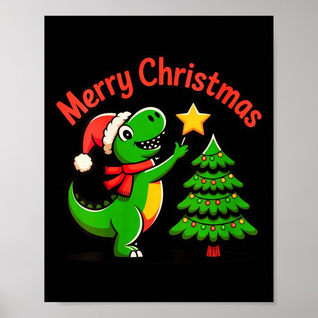 Womens Dinosaur Christmas Merry Christmas T-rex De Poster (Front)