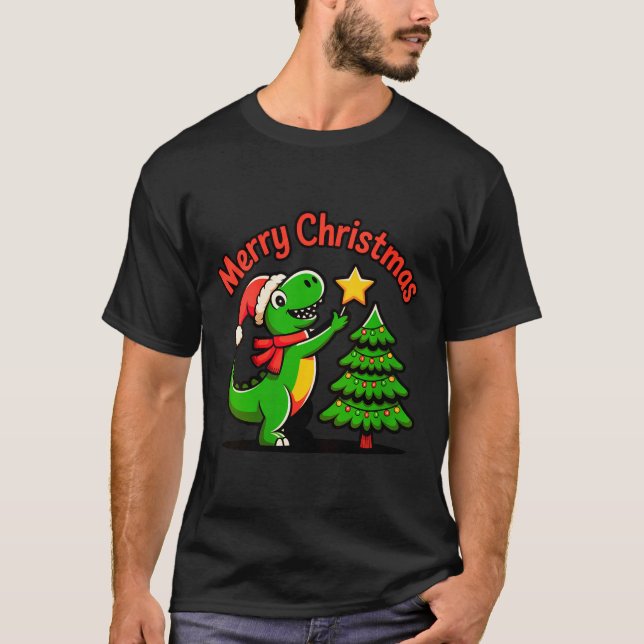 Womens Dinosaur Christmas Merry Christmas T-rex De T-Shirt (Front)