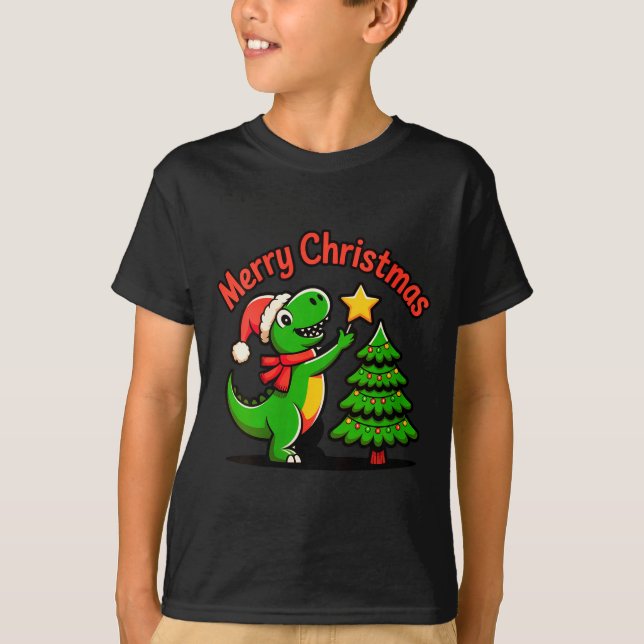 Womens Dinosaur Christmas Merry Christmas T-rex De T-Shirt (Front)