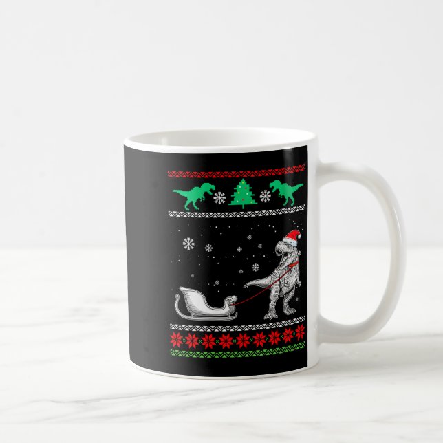 Womens Dinosaur Sleigh Merry Christmas Ugly Christ Coffee Mug (Right)