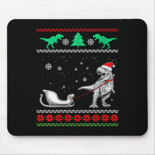 Womens Dinosaur Sleigh Merry Christmas Ugly Christ Mouse Mat