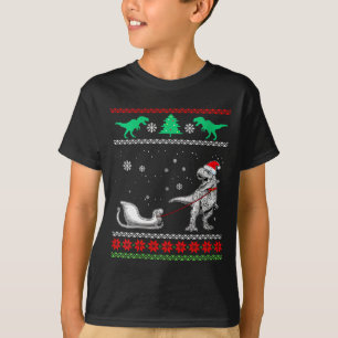 Womens Dinosaur Sleigh Merry Christmas Ugly Christ T-Shirt