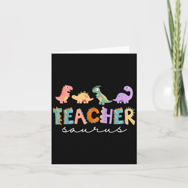 Womens Dinosaur Teacher Teachersaurus Rex Funny Di Card (Front)