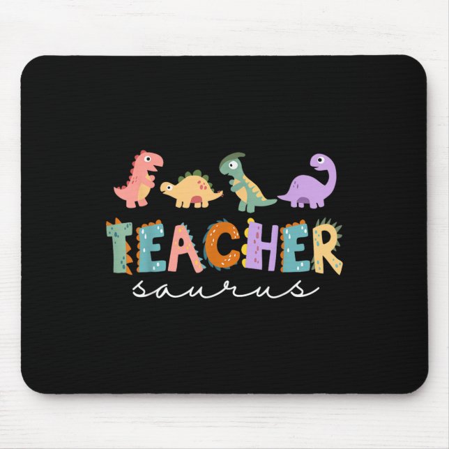 Womens Dinosaur Teacher Teachersaurus Rex Funny Di Mouse Mat (Front)
